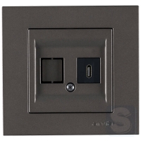 Розетка USB Type-C 5V-2.4A Arvia Electric KAREN Антрацит (20 06 2000 253)